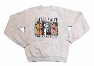 Taylor Swift The Eras Tour Crewneck Sweatshirt Small Gray Graphic